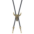 Vintage Bull Skull Bolo Tie - Handcrafted Western Cowboy Necktie