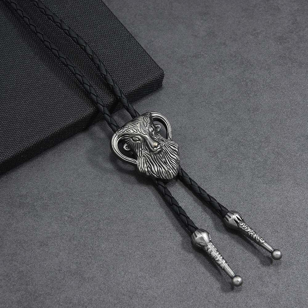 Vintage Ram Horn Bolo Tie - Handcrafted Western Cowboy Necktie